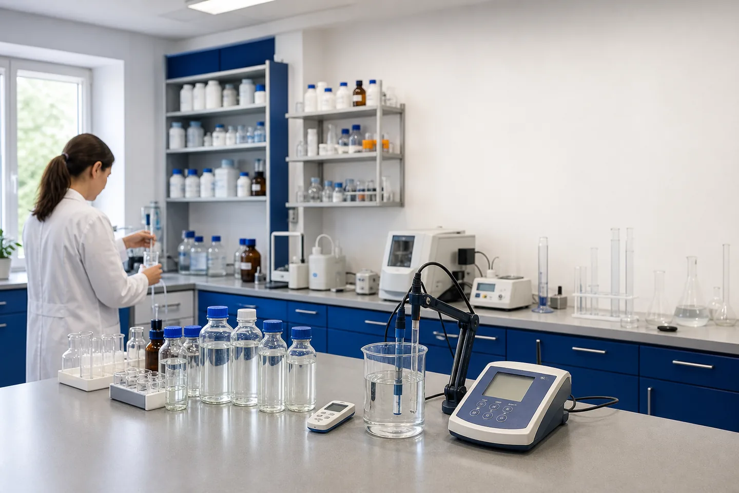 Stanowisko laboratoryjne do analizy fizykochemicznej wody